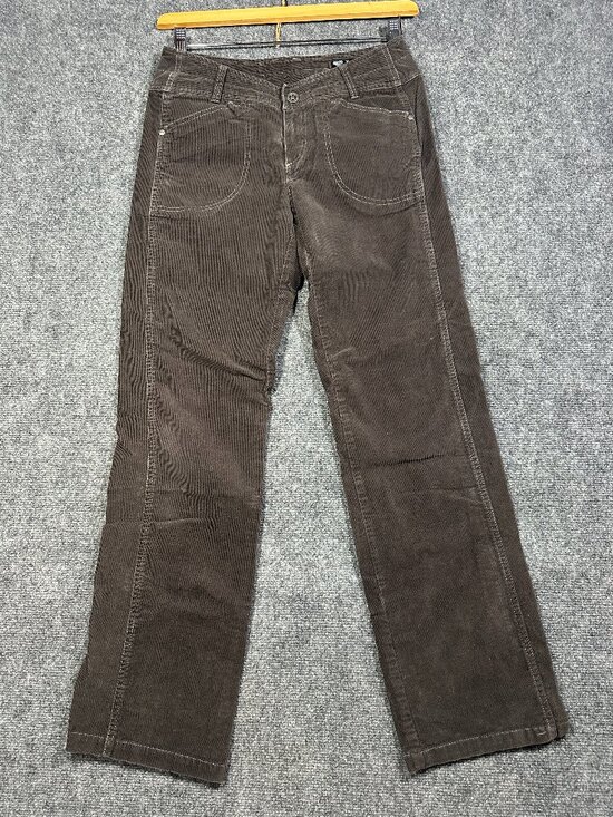 Kuhl Pants - Kuhl Pants Womens 6 Brown Corduroy Stretch Straight Leg Zip Back Pockets Logo